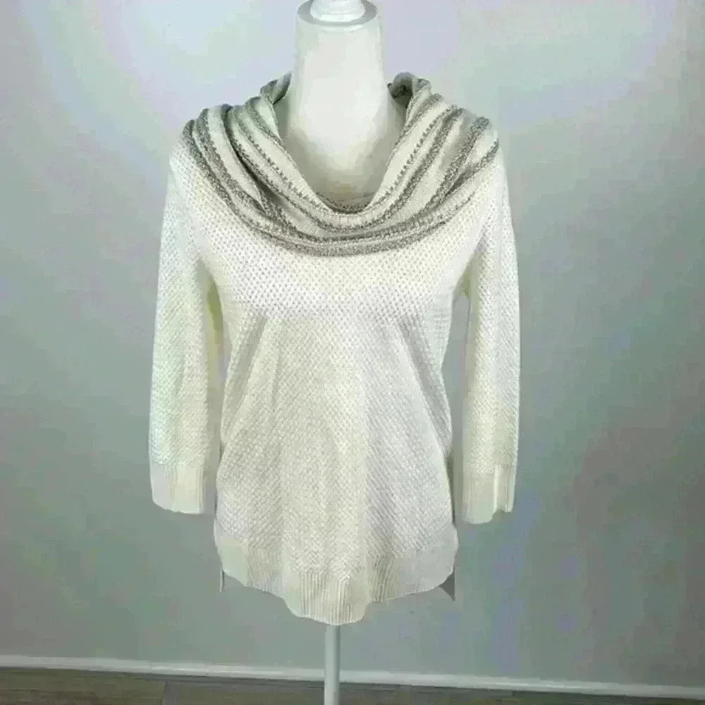 New York & Company Cream Cowl Neck Sweater Size S